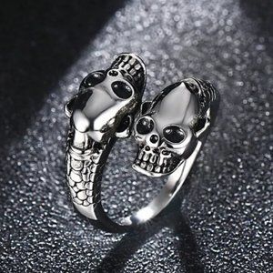 New Double Skull Open Ring